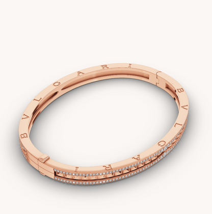 [Super]ZERO 1 SPIRAL AND PAVED DIAMOND PINK GOLD BRACELET