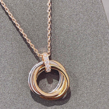 [Super Jewellery]TRINITY NECKLACE GOLD  DIAMONDS