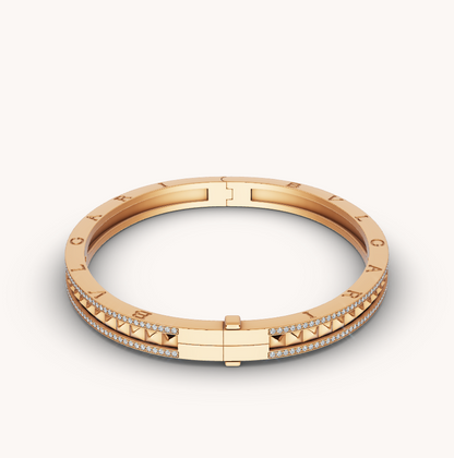 [Super]ZERO 1 SPIRAL AND PAVED DIAMOND GOLD BRACELET