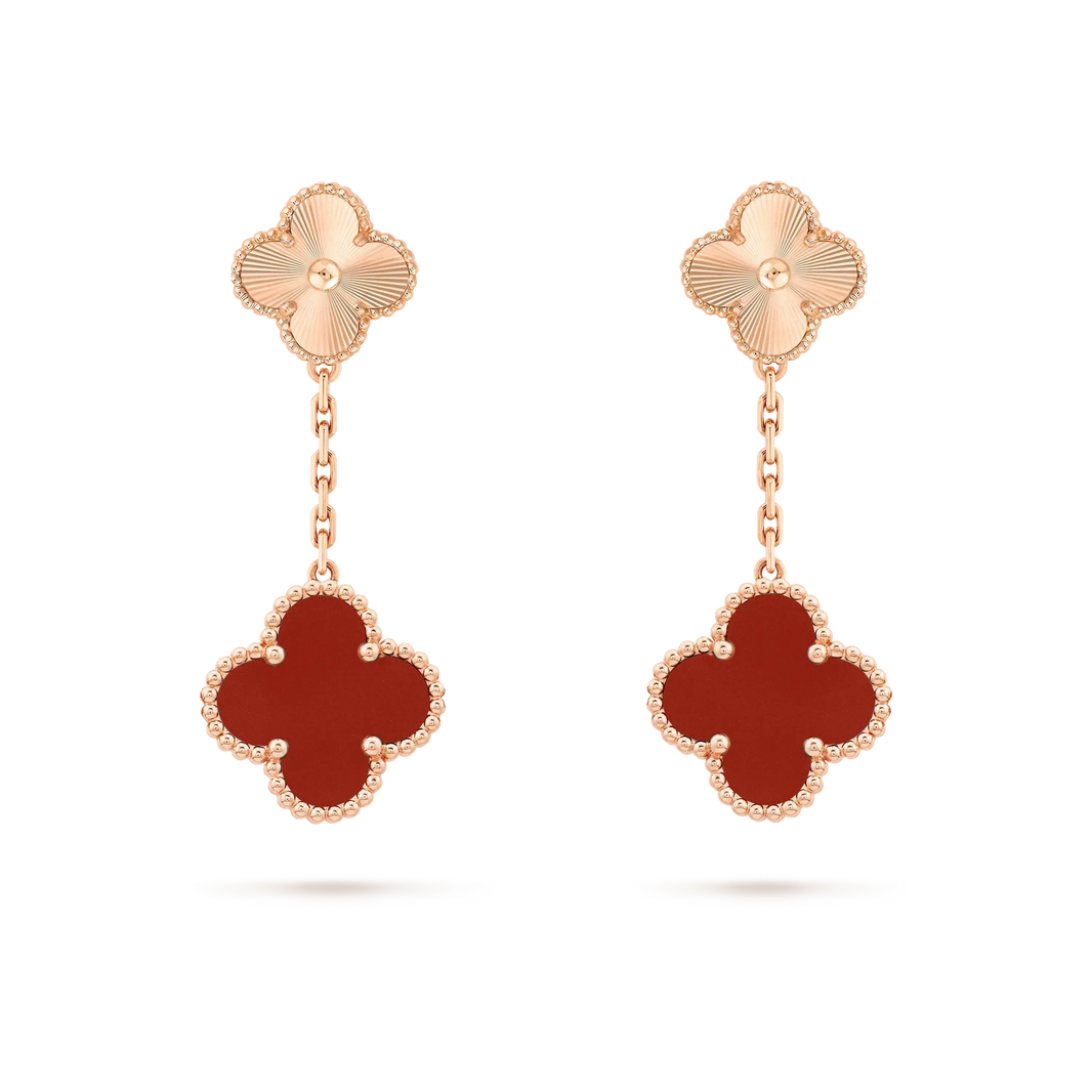 [Super Jewellery]CLOVER 2 MOTIF  LASER CARNELIAN EARRINGS