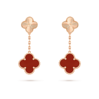 [Super Jewellery]CLOVER 2 MOTIF  LASER CARNELIAN EARRINGS
