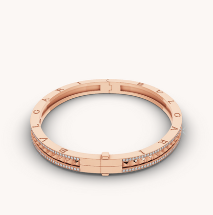 [Super]ZERO 1 SPIRAL AND PAVED DIAMOND PINK GOLD BRACELET