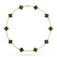 [Super Jewellery]CLOVER 10 MOTIFS MALACHITE NECKLACE