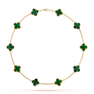 [Super CiCi ]CLOVER 10 MOTIFS MALACHITE NECKLACE