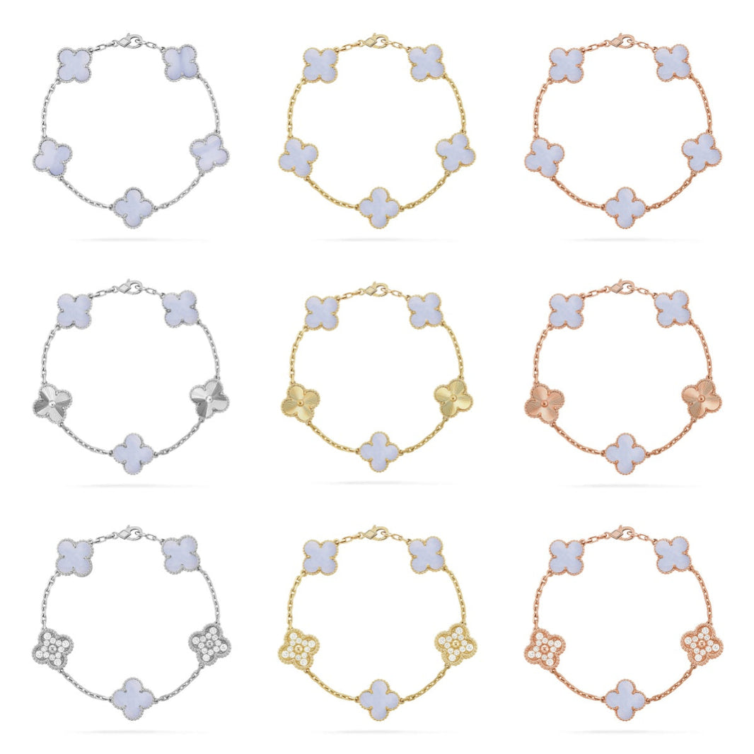 [Super Jewellery] CLOVER 5 MOTIF PURPLE CHALCEDONY BRACELET COLLECTION
