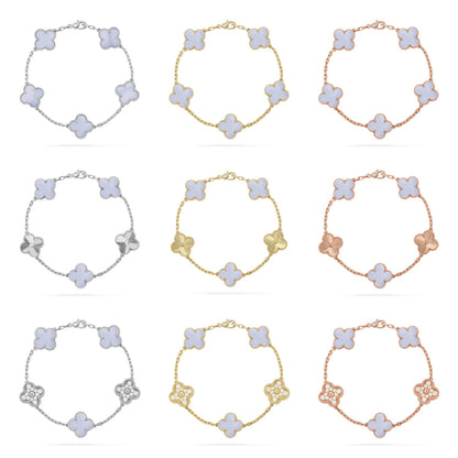 [Super Jewellery] CLOVER 5 MOTIF PURPLE CHALCEDONY BRACELET COLLECTION
