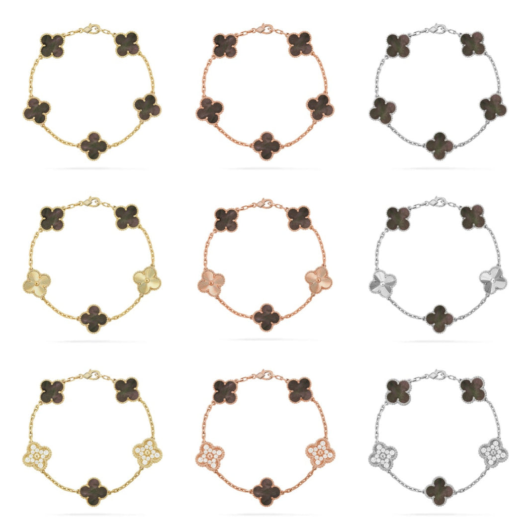 [Super Jewellery] CLOVER 5 MOTIF GRAY MOP BRACELET COLLECTION