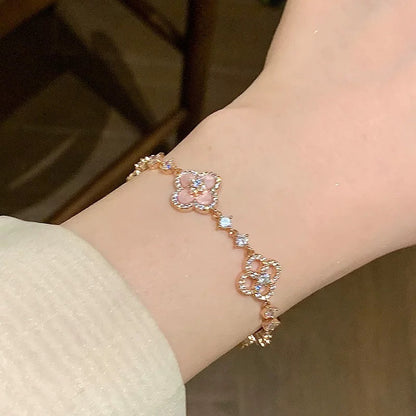 [Super Jewellery]CLOVER 5 MOTIF PINK BLUE RED WHITE BRACELET