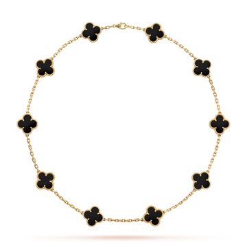 [Super CiCi ]CLOVER 10 MOTIFS ONYX NECKLACE