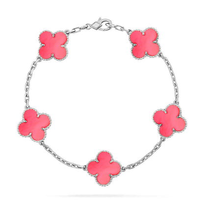 [Super Jewellery] CLOVER 5 MOTIFS  PINK MOP BRACELET COLLECTION