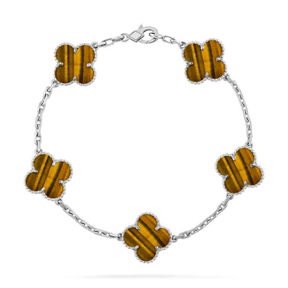 [Super Jewellery] CLOVER 5 MOTIFS TIGER EYE BRACELET COLLECTION