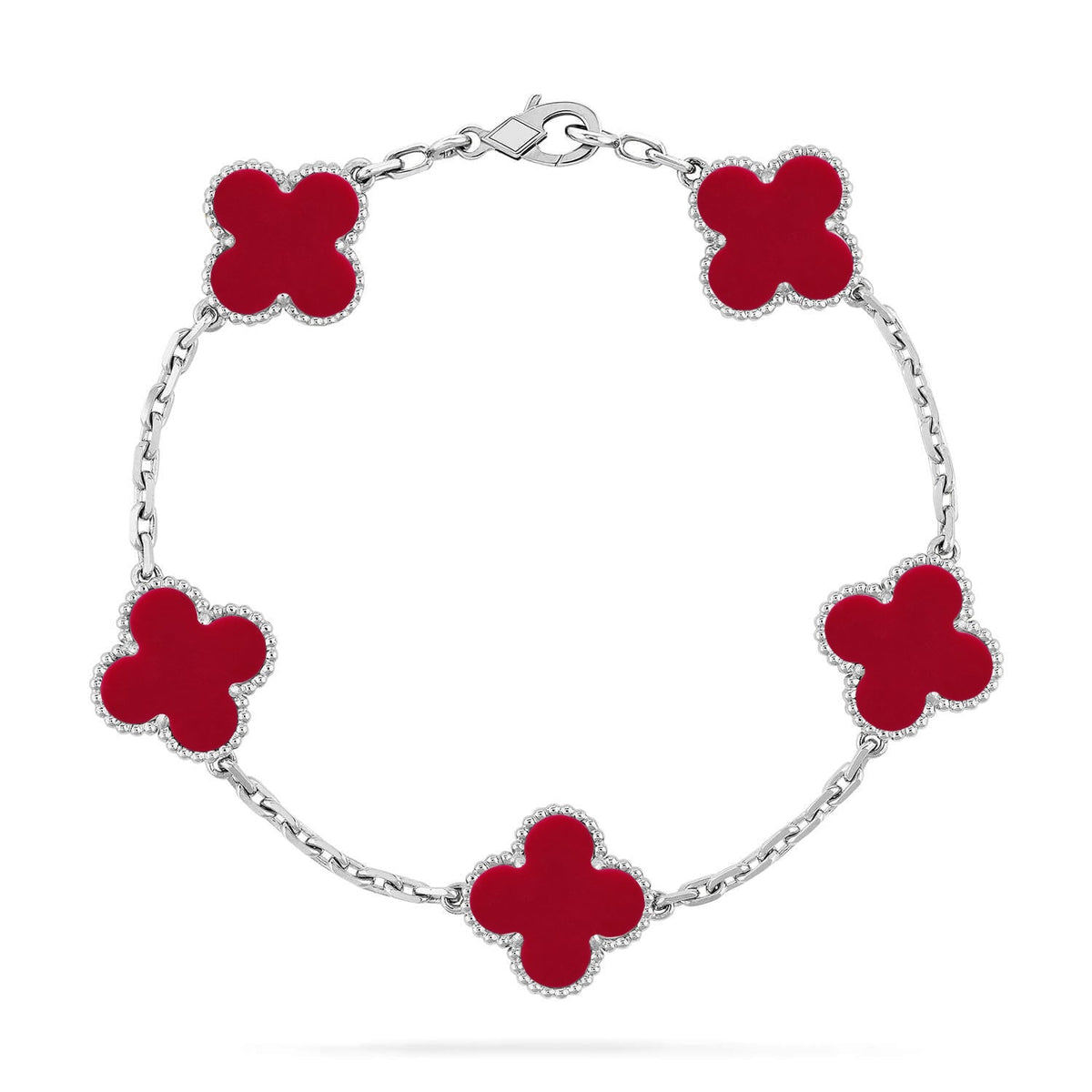 [Super CiCi ] KOLLEKTION: CLOVER ARMBAND MIT 5 MOTIVEN, ROTER KARNEOL