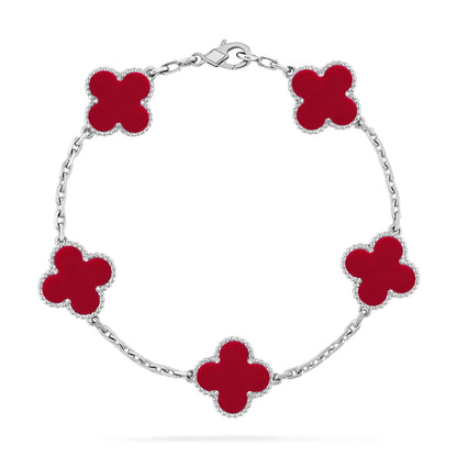 [Super Jewellery] CLOVER 5 MOTIF RED CORNELIAN BRACELET COLLECTION