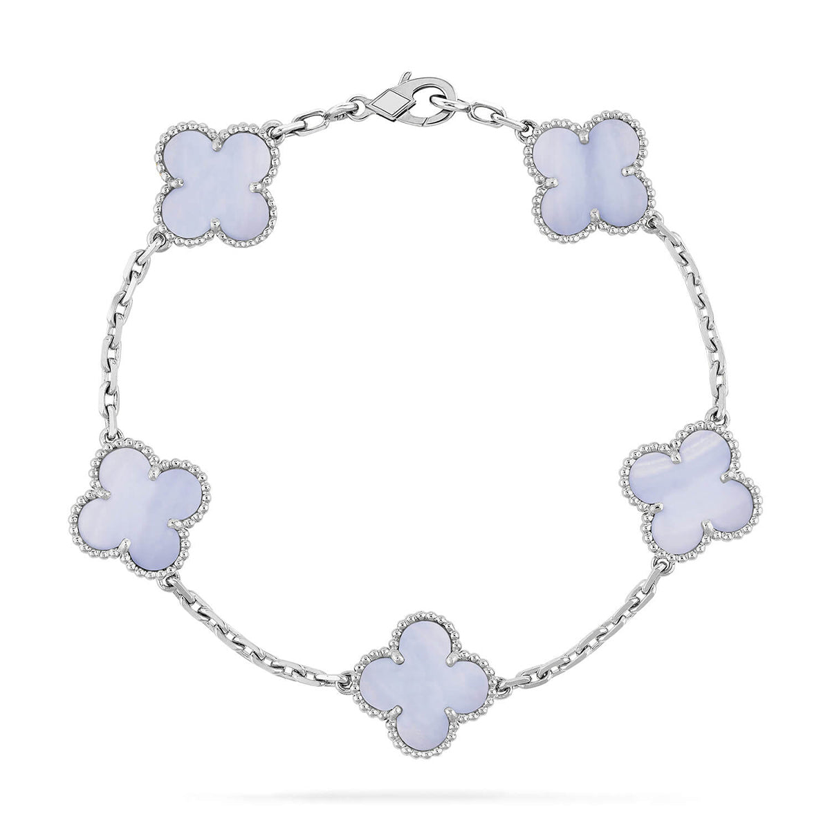 [Super CiCi ] CLOVER 5-MOTIV ARMBAND KOLLEKTION AUS LILA CHALCEDON