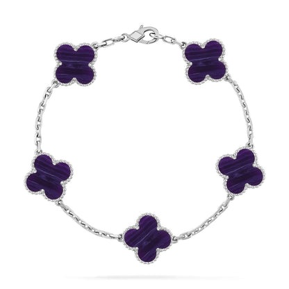 [Super Jewellery]CLOVER 5 MOTIF PURPLE STRIPES BRACELET COLLECTION