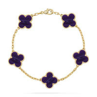 [Super Jewellery]CLOVER 5 MOTIF PURPLE STRIPES BRACELET COLLECTION