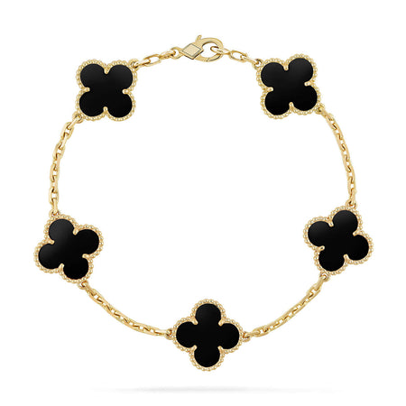 [Super Jewellery] CLOVER 5 MOTIF ONYXS BRACELET COLLECTION
