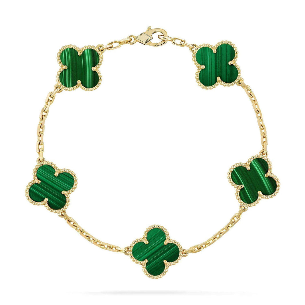 [Super Jewellery] CLOVER 5 MOTIF MALACHITE BRACELET COLLECTION