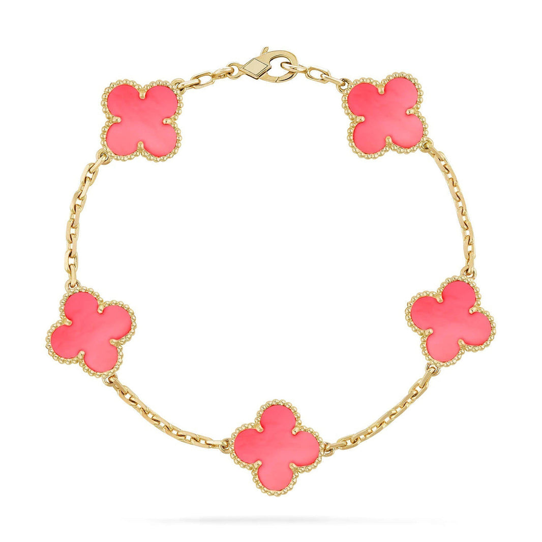 [Super Jewellery] CLOVER 5 MOTIFS  PINK MOP BRACELET COLLECTION
