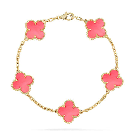 [Super Jewellery] CLOVER 5 MOTIFS  PINK MOP BRACELET COLLECTION