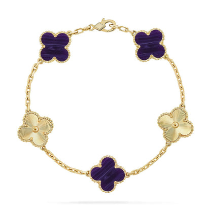 [Super Jewellery]CLOVER 5 MOTIF PURPLE STRIPES BRACELET COLLECTION