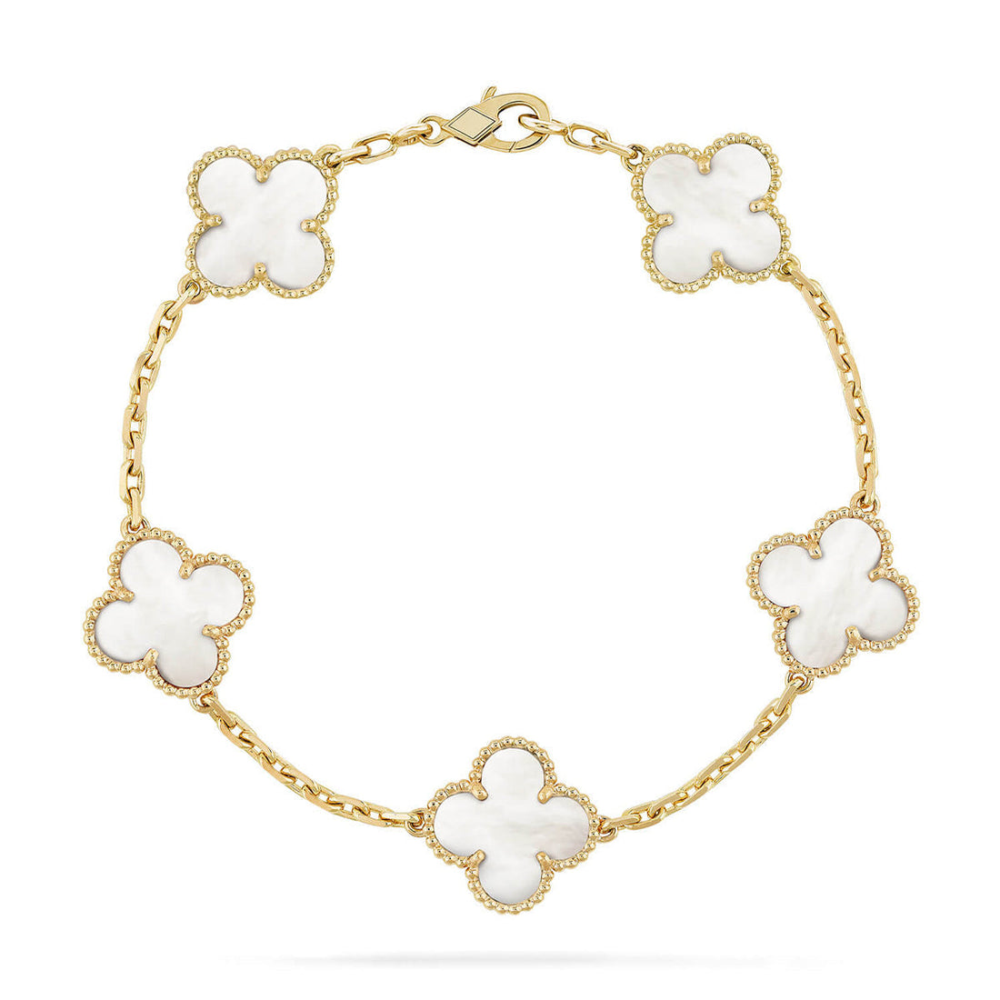 [Super CiCi ]CLOVER WHITE PEARL MOP 5 MOTIF BRACELET COLLECTION