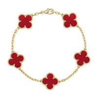 [Super Jewellery] CLOVER 5 MOTIF RED CORNELIAN BRACELET COLLECTION