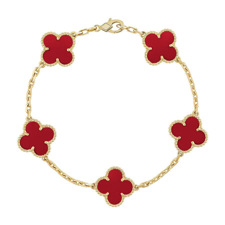 [Super Jewellery] CLOVER 5 MOTIF RED CORNELIAN BRACELET COLLECTION