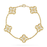 [Super Jewellery] CLOVER 5 MOTIF FULL DIAMOND BRACELET COLLECTION