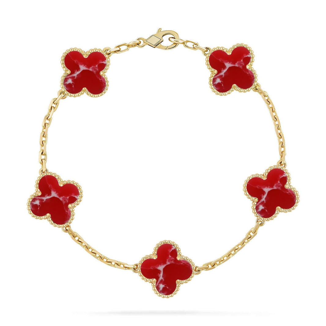 [Super Jewellery]CLOVER 5 MOTIF RED PATTERN BRACELET COLLECTION