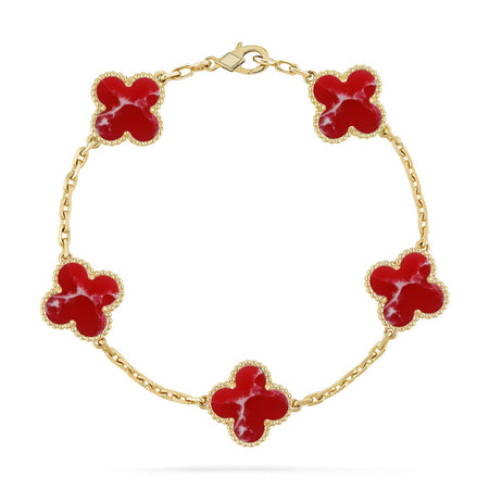 [Super Jewellery]CLOVER 5 MOTIF RED PATTERN BRACELET COLLECTION