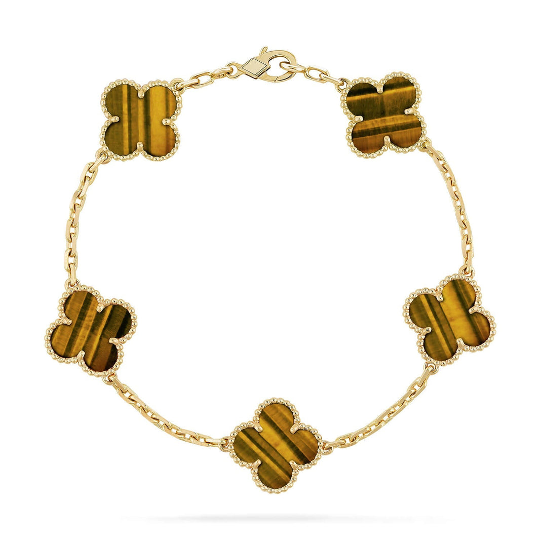 [Super Jewellery] CLOVER 5 MOTIFS TIGER EYE BRACELET COLLECTION
