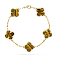 [Super Jewellery] CLOVER 5 MOTIFS TIGER EYE BRACELET COLLECTION