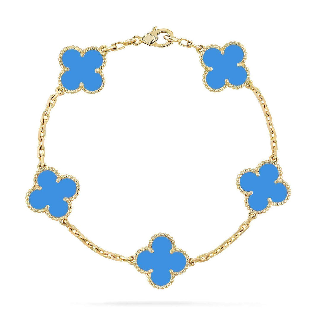 [Super Jewellery] CLOVER 5 MOTIF BLUE AGATE BRACELET COLLECTION
