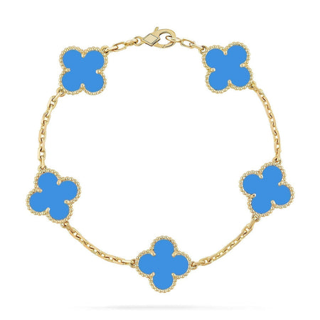 [Super Jewellery] CLOVER 5 MOTIF BLUE AGATE BRACELET COLLECTION