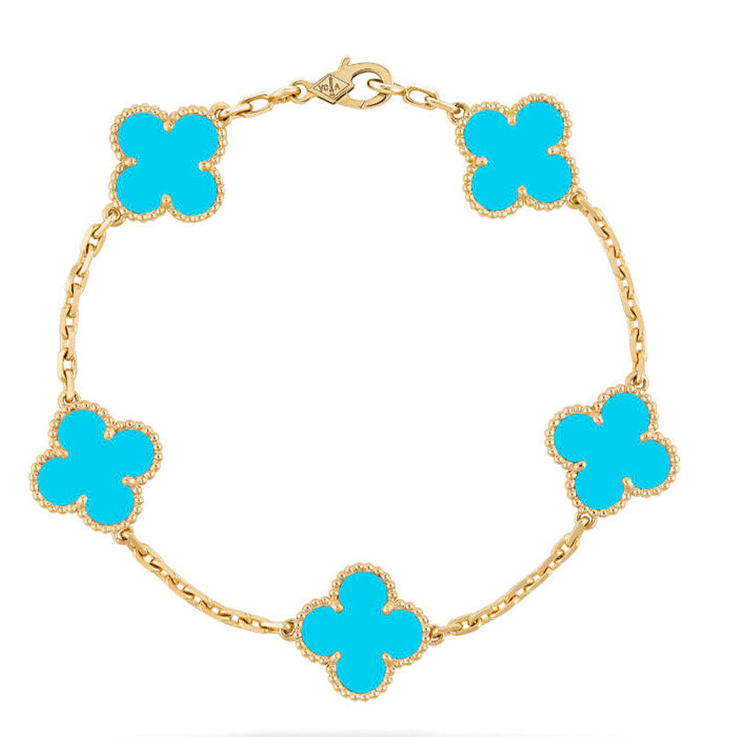 [Super Jewellery] CLOVER 5 MOTIF TURQUOISE BRACELET COLLECTION