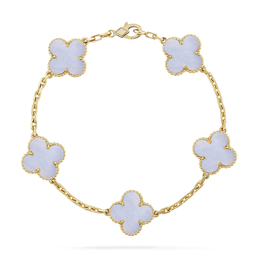 [Super Jewellery] CLOVER 5 MOTIF PURPLE CHALCEDONY BRACELET COLLECTION