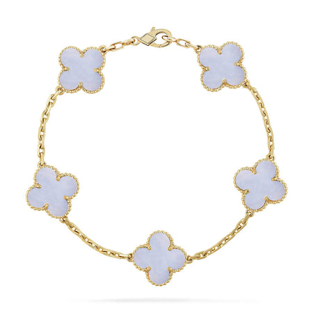 [Super Jewellery] CLOVER 5 MOTIF PURPLE CHALCEDONY BRACELET COLLECTION