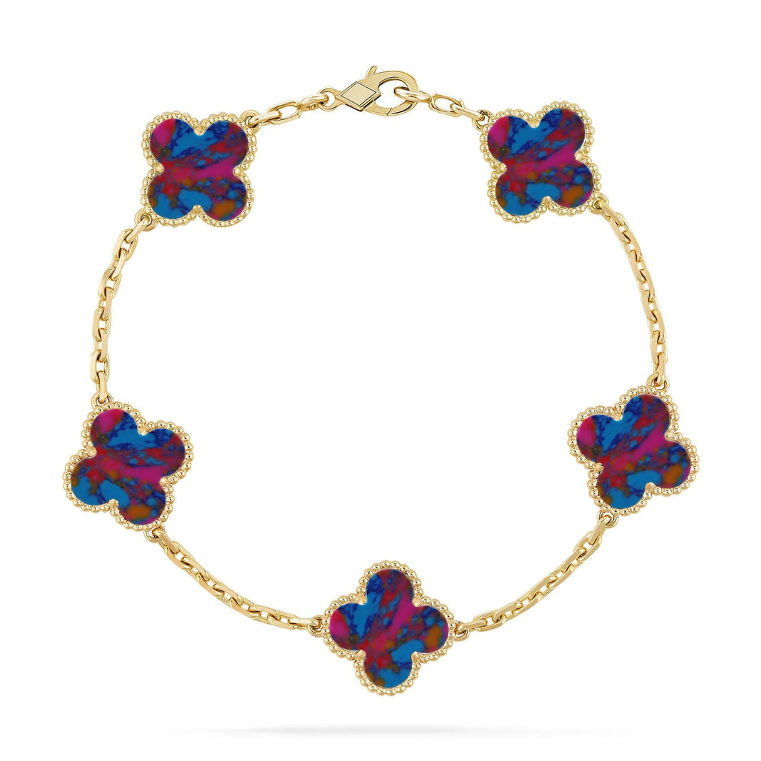 [Super Jewellery]CLOVER 5 MOTIF COLOR GEMSTONES BRACELET COLLECTION
