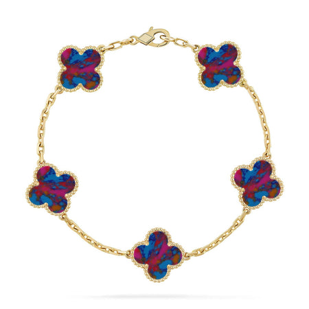 [Super Jewellery]CLOVER 5 MOTIF COLOR GEMSTONES BRACELET COLLECTION