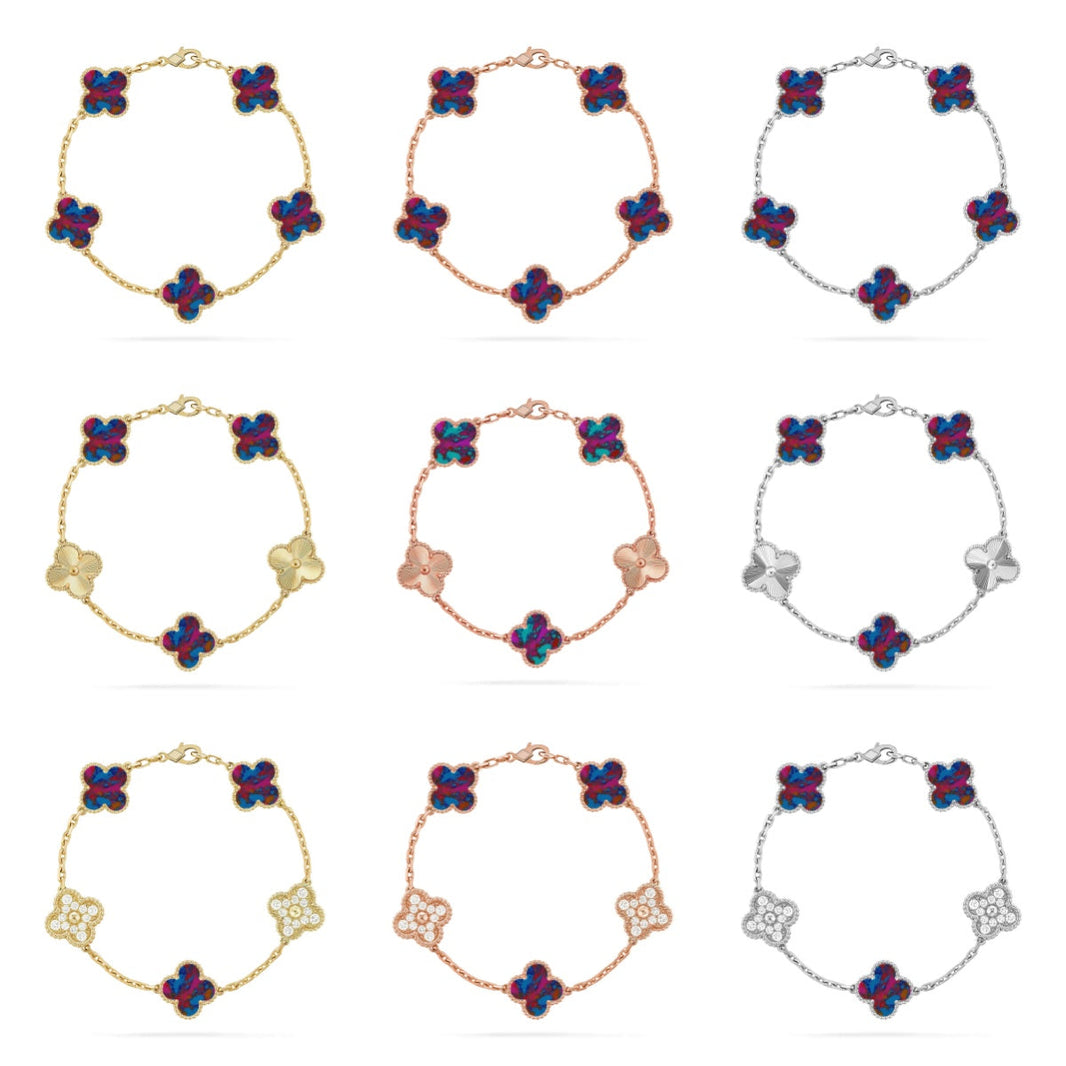 [Super Jewellery]CLOVER 5 MOTIF COLOR GEMSTONES BRACELET COLLECTION