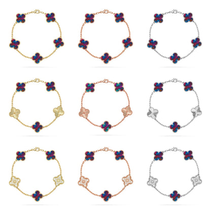 [Super Jewellery]CLOVER 5 MOTIF COLOR GEMSTONES BRACELET COLLECTION
