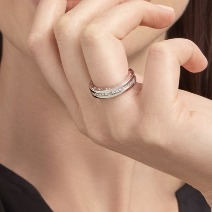 [Super]ZERO 1 ONE-BAND PAVED DIAMONDS ON THE SPIRAL RING
