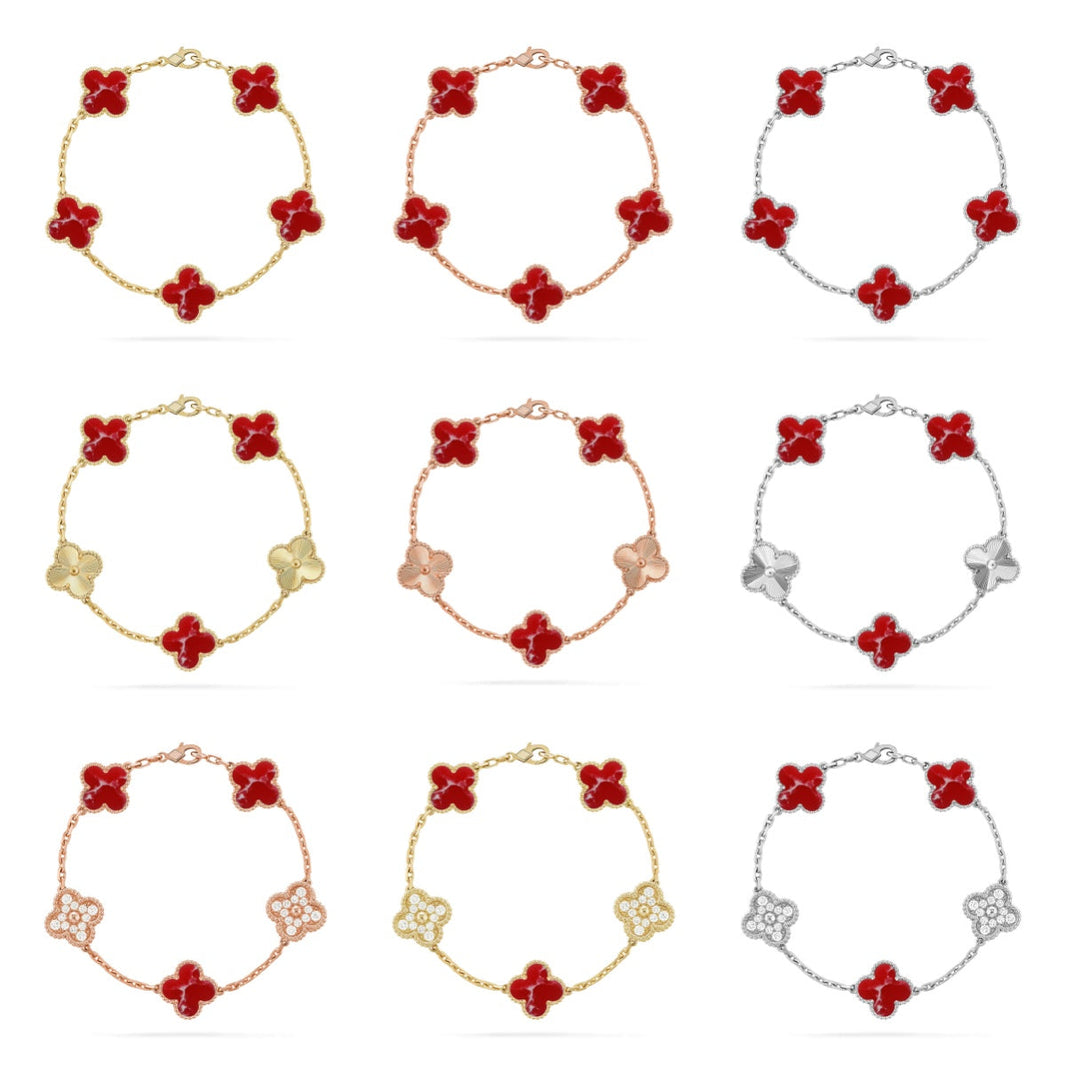 [Super Jewellery]CLOVER 5 MOTIF RED PATTERN BRACELET COLLECTION
