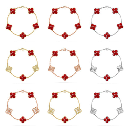 [Super Jewellery]CLOVER 5 MOTIF RED PATTERN BRACELET COLLECTION