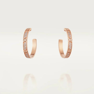 [Super CiCi ]LOVE DIAMOND PINK GOLD HOOP EARRINGS