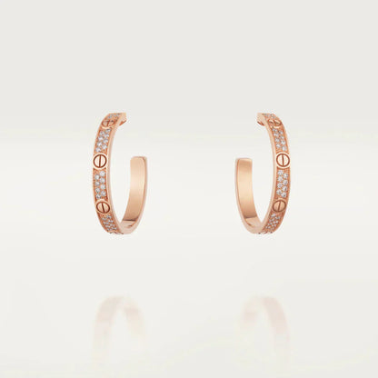 [Super Jewellery]LOVE DIAMOND PINK GOLD HOOP EARRINGS