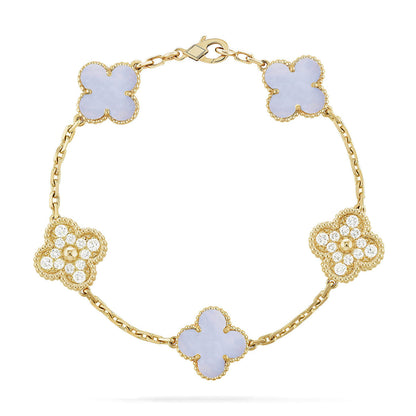 [Super Jewellery] CLOVER 5 MOTIF PURPLE CHALCEDONY BRACELET COLLECTION