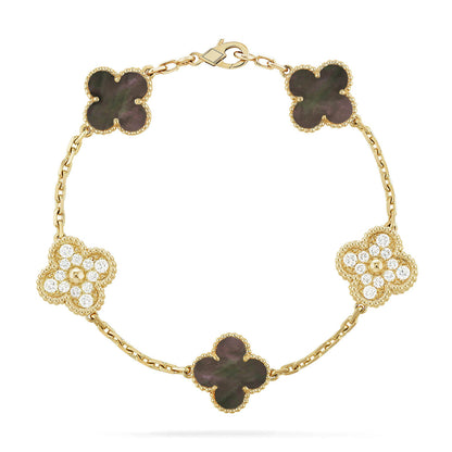 [Super Jewellery] CLOVER 5 MOTIF GRAY MOP BRACELET COLLECTION