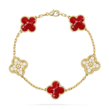 [Super Jewellery]CLOVER 5 MOTIF RED PATTERN BRACELET COLLECTION